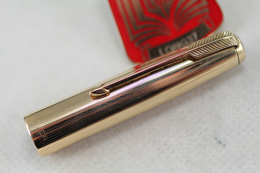 [long37仓库]第5975号派克51 1/10 12k放射条纹包金套蓝黑色钢笔